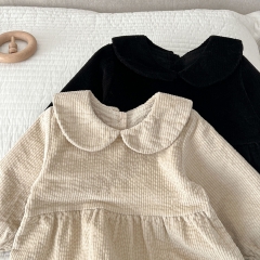 2023 New Autumn Infant Baby Girls 2 Colors Long Sleeve Corduroy Jumpsuit Wholesale