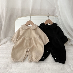 2023 New Autumn Infant Baby Girls 2 Colors Long Sleeve Corduroy Jumpsuit Wholesale