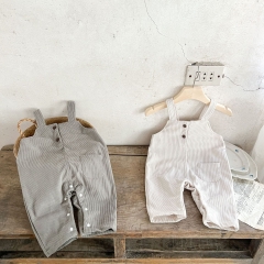 2023 Infant Baby Unisex Stripes Shirt Combo Corduroy Overalls In Sets Wholesale