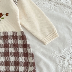Infant Baby Girls Flowers Embroidery New Arrival Long Sleeve Knit Sweaters One Piece Wholesale