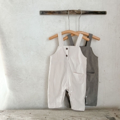 2023 Infant Baby Unisex Stripes Shirt Combo Corduroy Overalls In Sets Wholesale