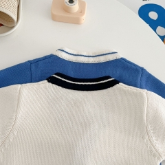 2023 Infant Baby Boys Embroidery V Collars Knit Cardigan Spring & Autumn Knitwear Wholesale