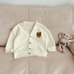 2023 Infant Baby Boys Giraffe&Little Bear Embroidery Knit Cardigan Spring & Autumn Knitwear Wholesale