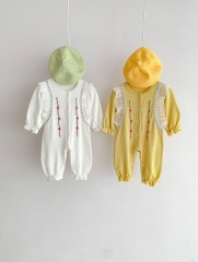 2023 New Autumn Infant Baby Girls Embroidery Lace Around Long Sleeve Jumpsuit Wholesale