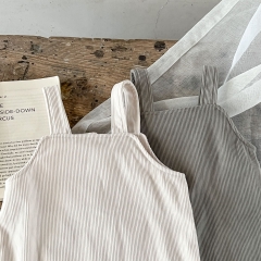 2023 Infant Baby Unisex Stripes Shirt Combo Corduroy Overalls In Sets Wholesale