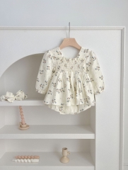 2023 Baby Girls New Autumn Floral Print Long Sleeve One Piece Wholesale