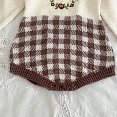 Infant Baby Girls Flowers Embroidery New Arrival Long Sleeve Knit Sweaters One Piece Wholesale