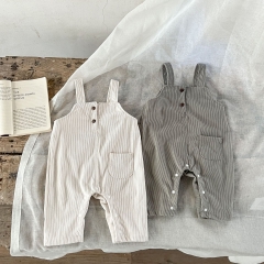 2023 Infant Baby Unisex Stripes Shirt Combo Corduroy Overalls In Sets Wholesale