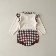 Infant Baby Girls Flowers Embroidery New Arrival Long Sleeve Knit Sweaters One Piece Wholesale