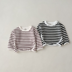 Infant Baby Boys 2 Colors Of Stripes Round Collars Long Sleeve Wholesale