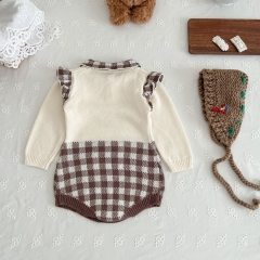 Infant Baby Girls Flowers Embroidery New Arrival Long Sleeve Knit Sweaters One Piece Wholesale