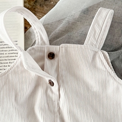 2023 Infant Baby Unisex Stripes Shirt Combo Corduroy Overalls In Sets Wholesale