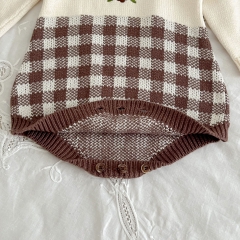 Infant Baby Girls Flowers Embroidery New Arrival Long Sleeve Knit Sweaters One Piece Wholesale