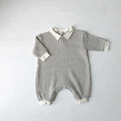 2023 New Autumn Infant Baby Boys Grid Long Sleeve Jumpsuit Wholesale