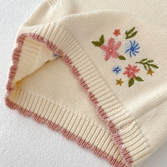 2023 Baby Girls Flower emboidery Hollow-out Solid Knitting Vestr Wholesale