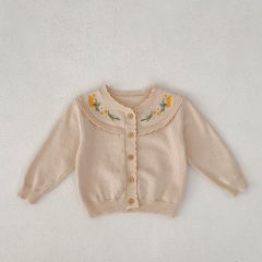 Infant Baby Girls Embroidery Hollow-out Pattern Cotton Cardigan Wholesale