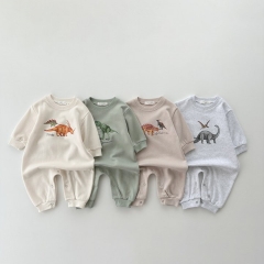 2023 New Autumn Infant Baby Boys Animals Print Long Sleeve Jumpsuit Wholesale
