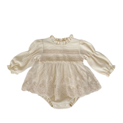 2023 Infant Baby Girls Lace Long Sleeve One Piece Wholesale