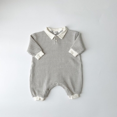 2023 New Autumn Infant Baby Boys Grid Long Sleeve Jumpsuit Wholesale