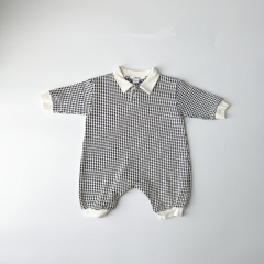 2023 New Autumn Infant Baby Boys Grid Long Sleeve Jumpsuit Wholesale
