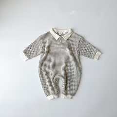 2023 New Autumn Infant Baby Boys Grid Long Sleeve Jumpsuit Wholesale