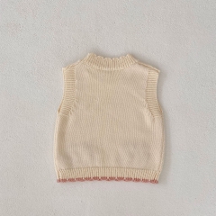 2023 Baby Girls Flower emboidery Hollow-out Solid Knitting Vestr Wholesale
