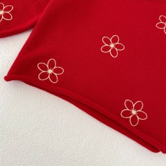 Infant Baby Girls Flowers Embroidery Coat Combo Short Pants In Sets Wholesale