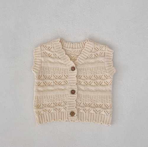 2023 Baby Girls Ins Hollow-out Solid Knitting Vest Wholesale