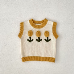 2023 Baby Unisex In Autumn Embroidery Knitting Vest Wholesale