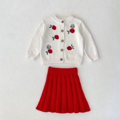 Infant Baby Girls Embroidery Cardigan Combo Short Dress In Sets Wholesale