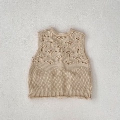 2023 Baby Unisex In Autumn 2 Colors With Pockets Hollow-out Solid Knitting Vest Wholesale