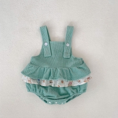 2023 Baby Girls Rabbit Design Shirt Combo Corduroy Romper In Sets Wholesale