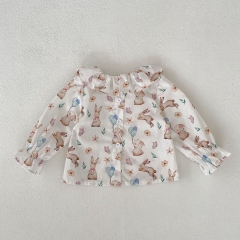 2023 Baby Girls Rabbit Design Shirt Combo Corduroy Romper In Sets Wholesale