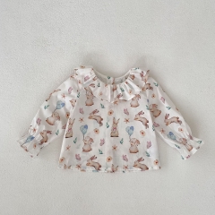 2023 Baby Girls Rabbit Design Shirt Combo Corduroy Romper In Sets Wholesale