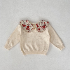 Infant Baby Babys Handmade Knit Sweaters Combo Embroidery Collars Pullover Wholesale