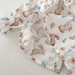 2023 Baby Girls Rabbit Design Shirt Combo Corduroy Romper In Sets Wholesale