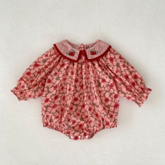 2023 New Autumn Infant Baby Girl Floral Print Long Sleeve One Piece Wholesale
