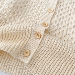 2023 New Arrival Infant Baby Girls Round-collars Hollow-out Pattern Cotton Cardigan Wholesale