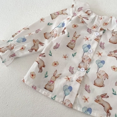 2023 Baby Girls Rabbit Design Shirt Combo Corduroy Romper In Sets Wholesale