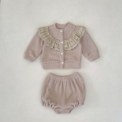 Infant Baby Girls Lace Round Collars Combo Short Pants In Sets Wholesale