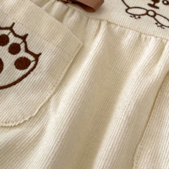 2023 New Autumn Infant Baby Unisex Little Cat Embroidery Long Sleeve One Piece Wholesale