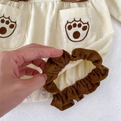 2023 New Autumn Infant Baby Unisex Little Cat Embroidery Long Sleeve One Piece Wholesale