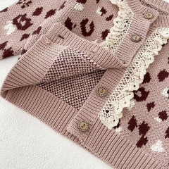 2023 New Arrival Infant Baby Girls Lace Round-collars Hollow-out Pattern Cotton Cardigan Wholesale