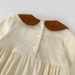 2023 New Autumn Infant Baby Unisex Little Cat Embroidery Long Sleeve One Piece Wholesale