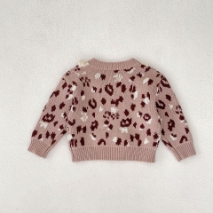 2023 New Arrival Infant Baby Girls Lace Round-collars Hollow-out Pattern Cotton Cardigan Wholesale