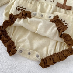 2023 New Autumn Infant Baby Unisex Little Cat Embroidery Long Sleeve One Piece Wholesale