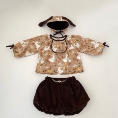 2023 Baby Girls 0-2 years Rabbit Print Long Sleeve Combo Short Pants In Sets Wholesale