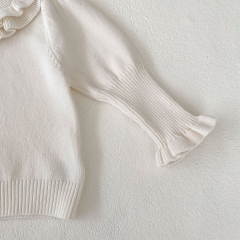Infant Baby Girls White Lace Round Collars Simpfy Long-sleeve Undershirt Autumn Wholesale