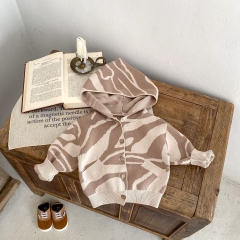 2023 Baby Girls In New Autumn Texture Long-sleeved Cardigan With Hat Wholesale