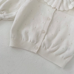Infant Baby Girls Lotus Leaf Collar Long Sleeve Knit Cardigan Knitwear Wholesale